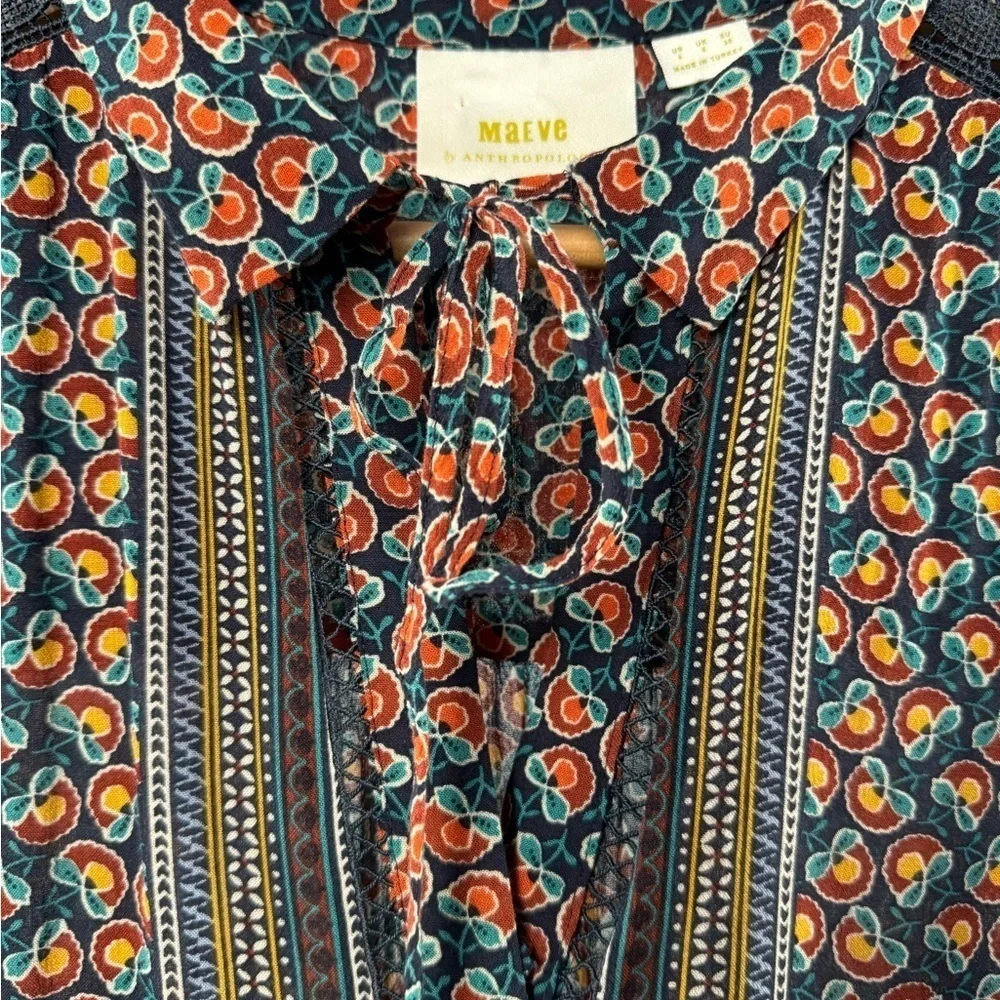 Maeve by Anthropologie Janie Flounced Peasant Blouse in Multi Size 4 - Picture 6 of 10